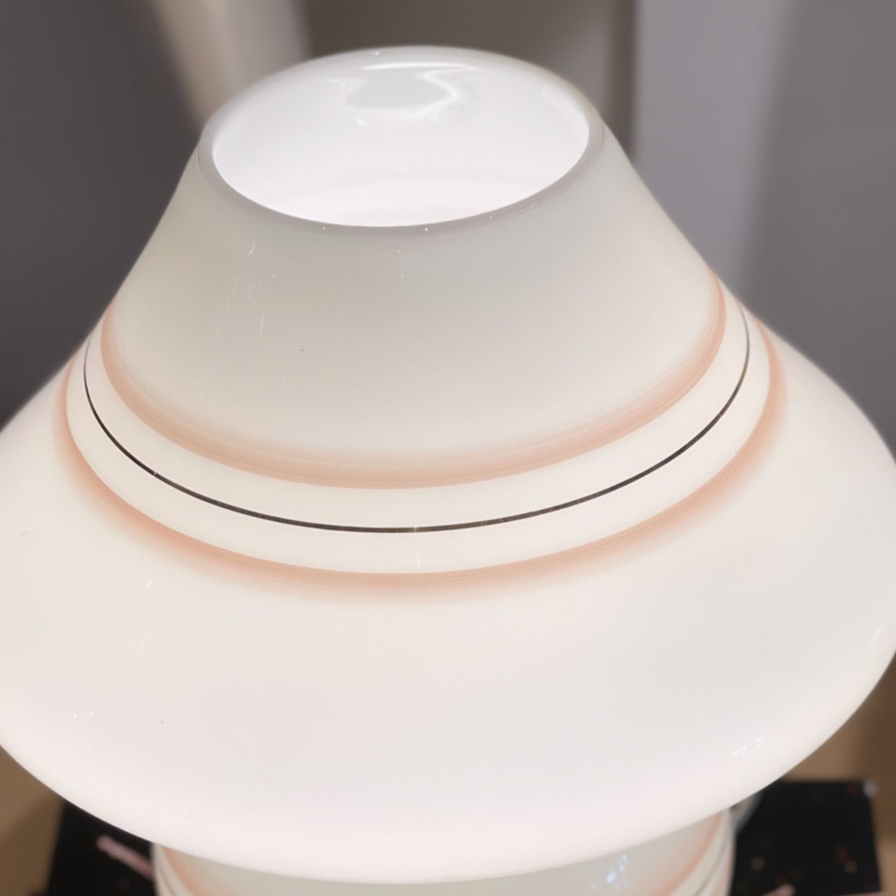 Vintage Murano Pink Stripe Mushroom Lamp 15"
