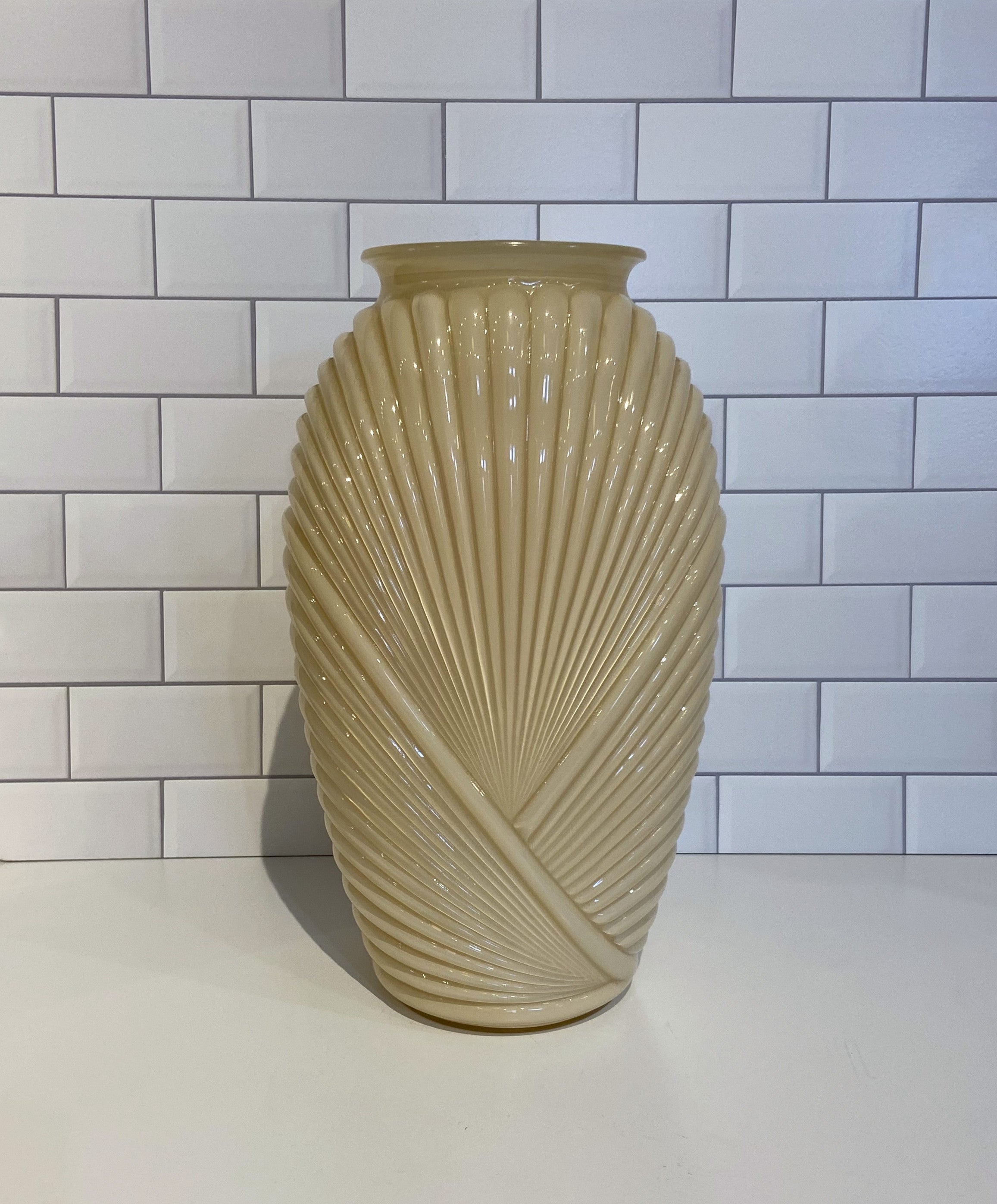 Cream Ribbed Vase